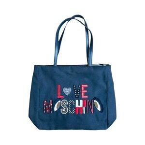 Love Moschino Canvas Logo Embroidered Shopping Tote Bag - 13.75” x 5” x 13.5”